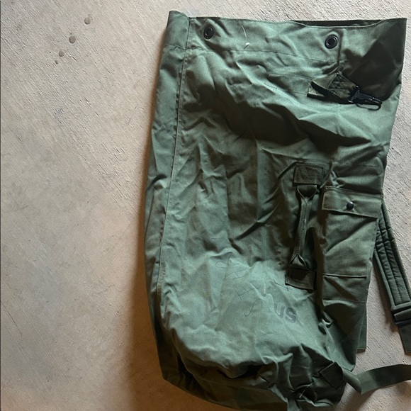Vintage Military Duffle Bag Heavy Duty Nylon Canvas OD Green 24x36x18 90s
